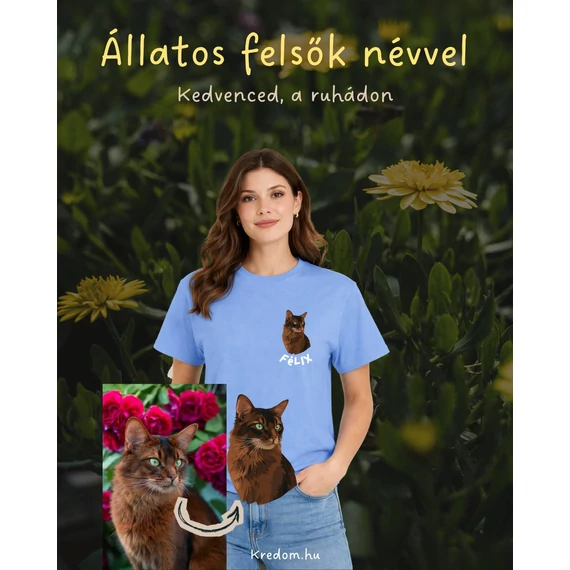Egyedi kisállatos póló fotó alapján névvel-S