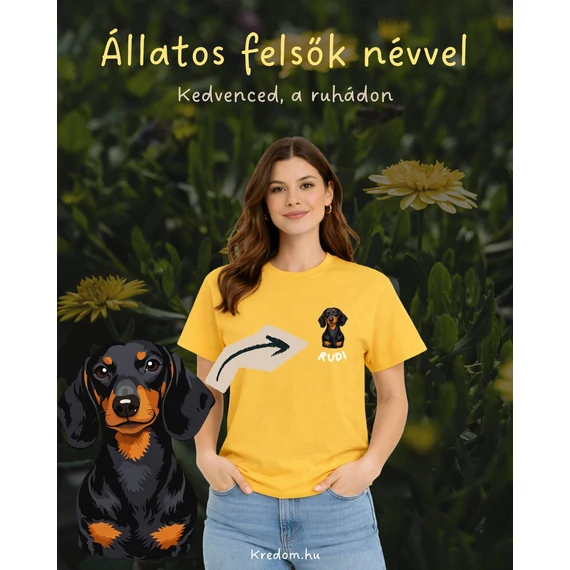 Egyedi kisállatos póló fotó alapján névvel-S