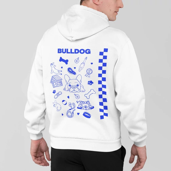 Bulldog kapucnis pulóver -Blue-XS