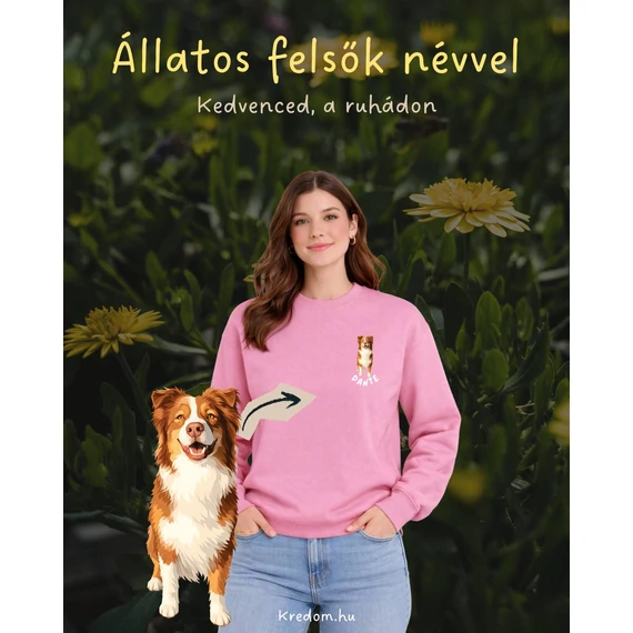 Egyedi kisállatos pulóver névvel, több színben -XS