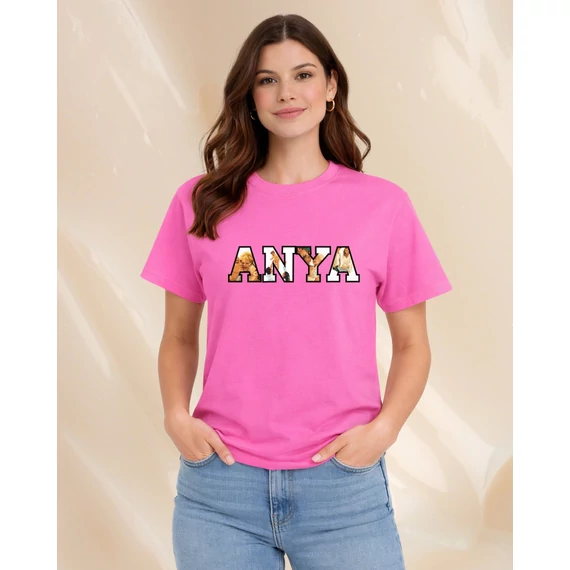 Egyedi „Anya” póló családi fotókkal - Pink-S