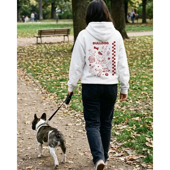 Bulldog kapucnis pulóver -Red-XS
