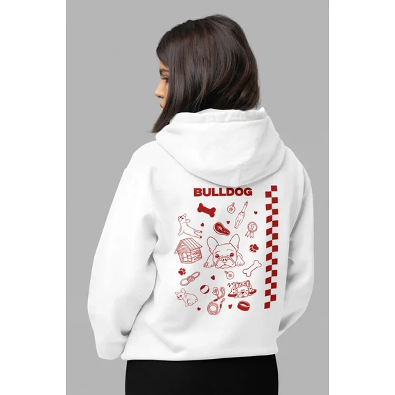 Bulldog kapucnis pulóver -Red-XS