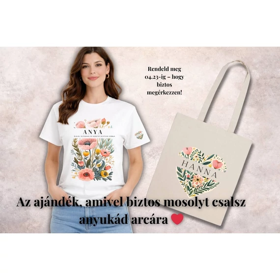 Anyák napi ajándékszett – személyre szabható póló és táska -S